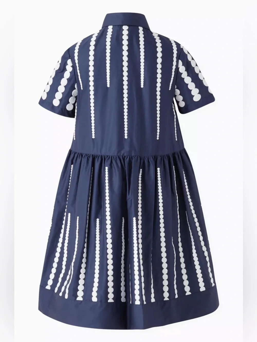 Elie Saab Junior Cotton Embroidered Accent Dress in Midnight Blue, Size 14y